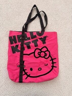Hello Kitty Hot Pink Tote with Black Graphic and Straps